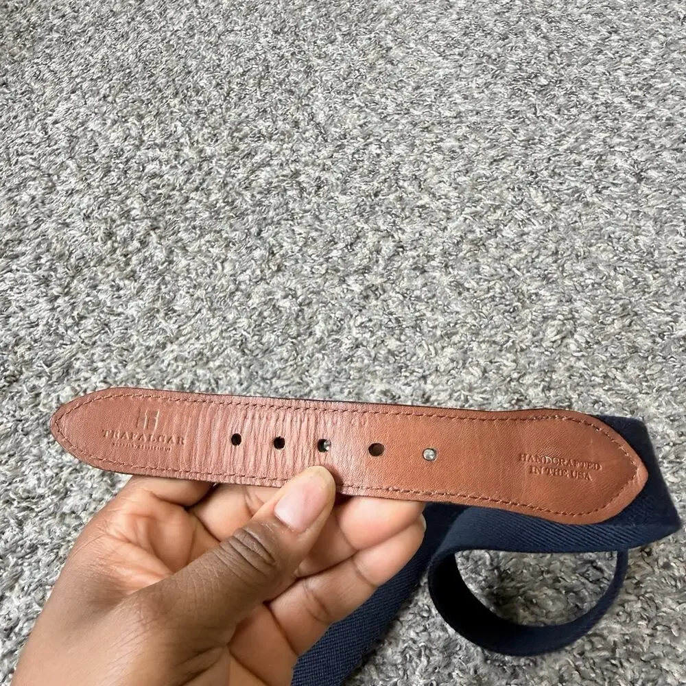 Trafalgar Size 40 Belt Blue Canvas Brown Croc Leather USA Web Golf